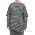Spring New Batik Frayed Striped Loose T-Shirt